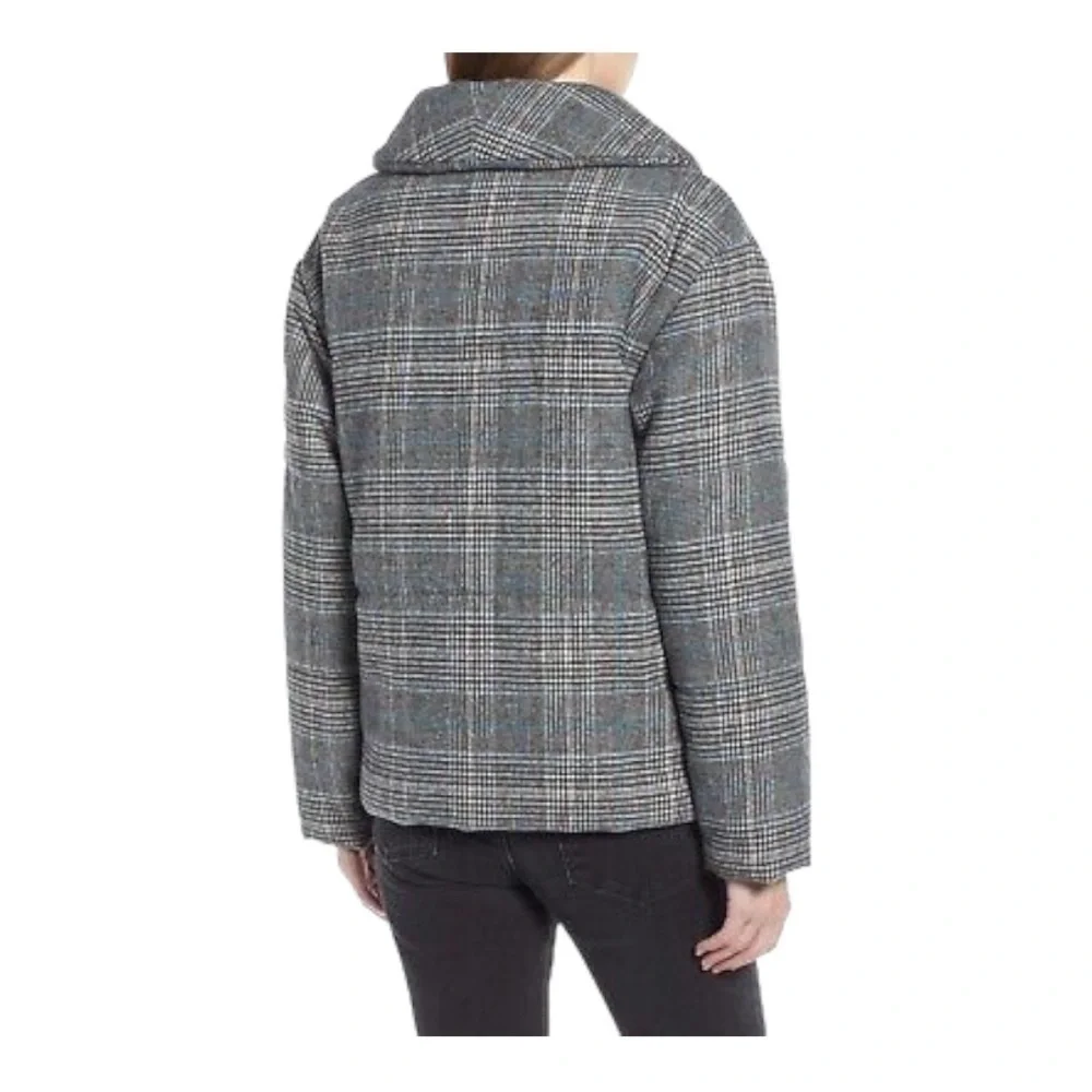 NWOT! Something Navy Plaid Puffer Jacket. Size XXS.